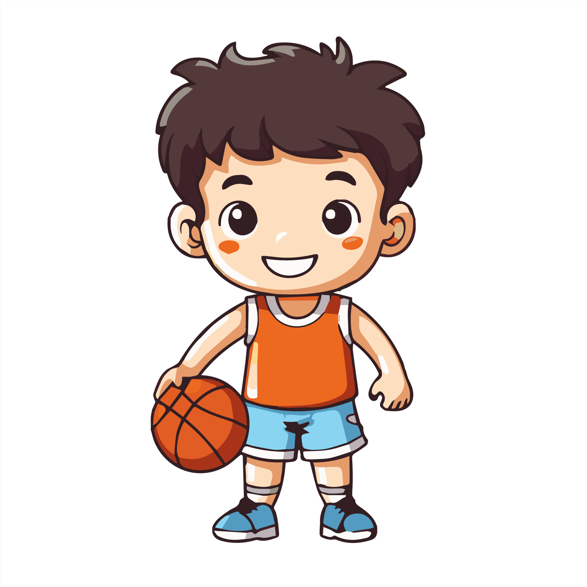 Drawing Cartoon Boy Playing Basketball PNG Images