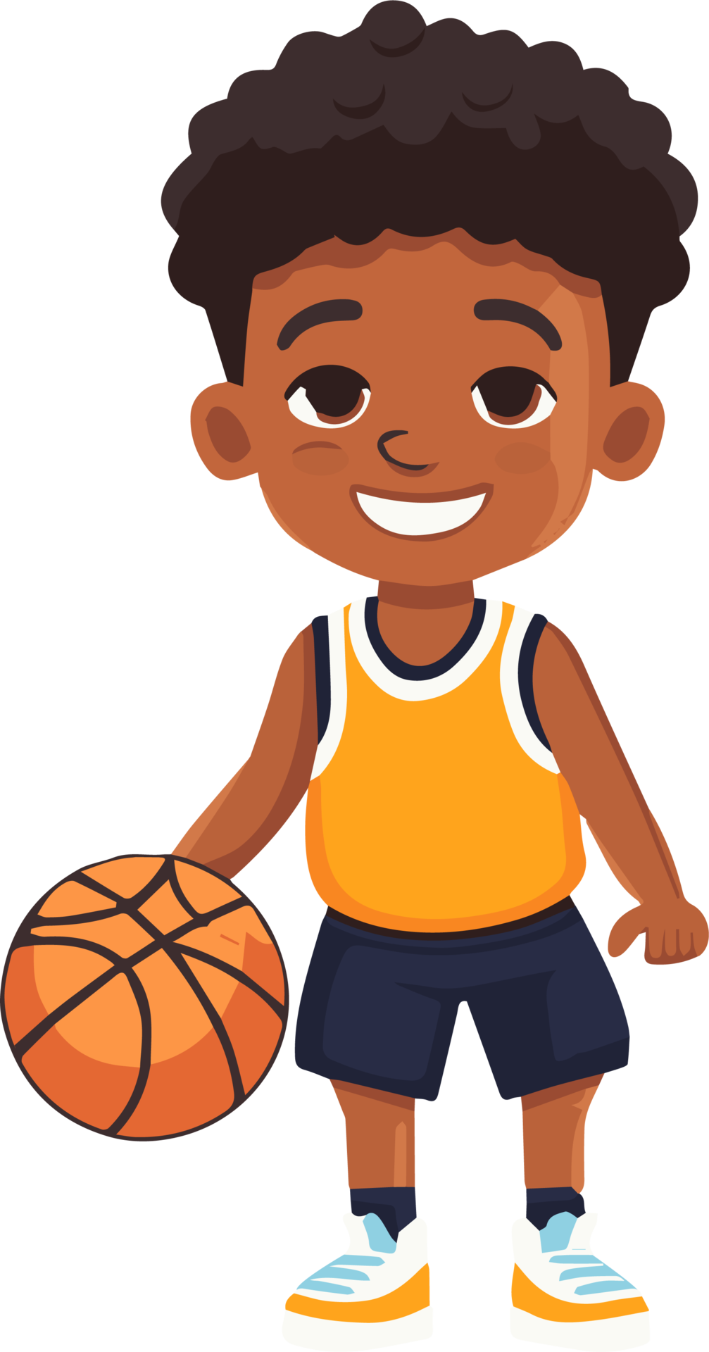 Cute kid boy play basketball cartoon flat style illustration ...