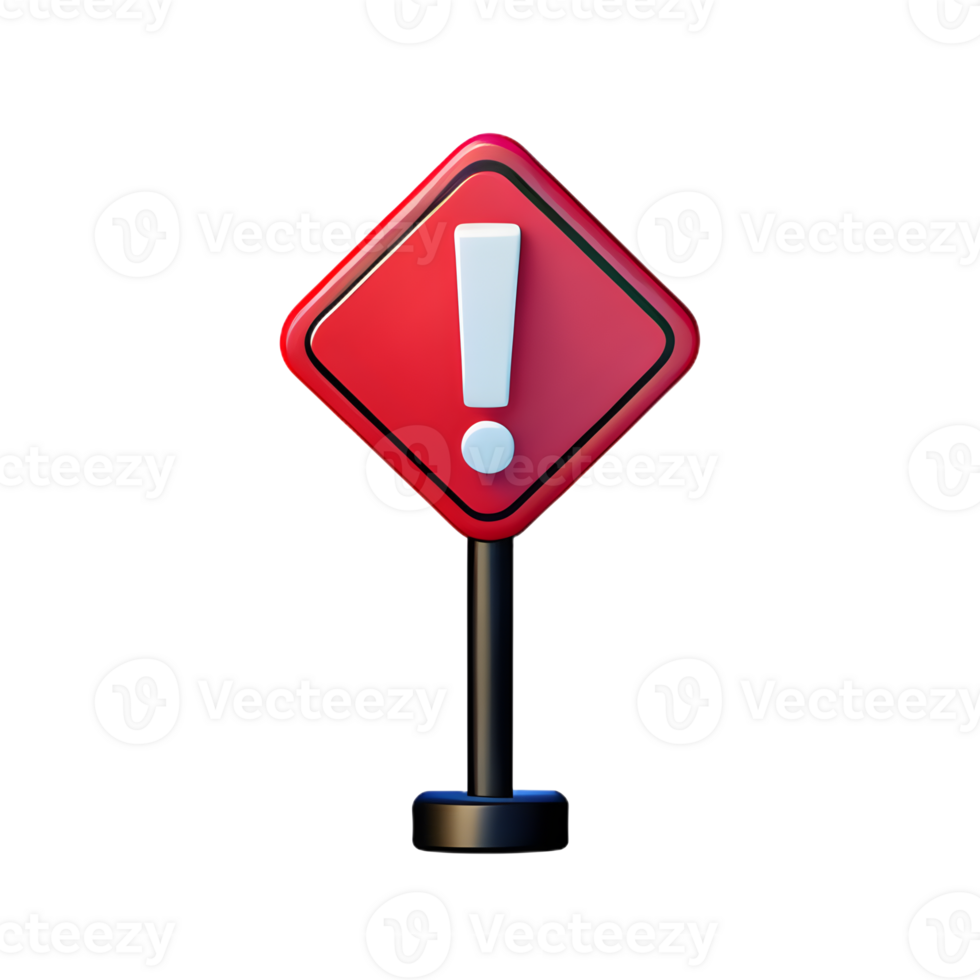 warning triangle sign 3D png