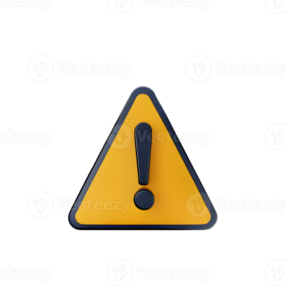 warning triangle sign 3D png