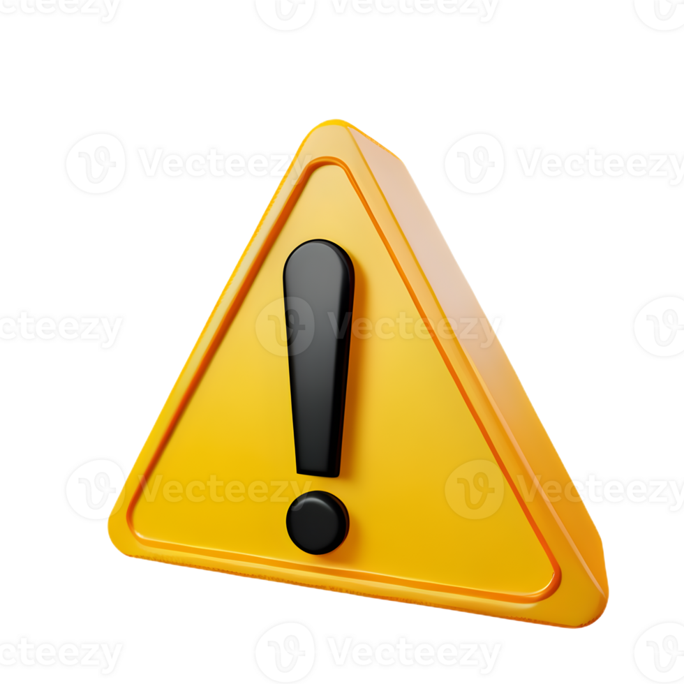 warning triangle sign 3D png