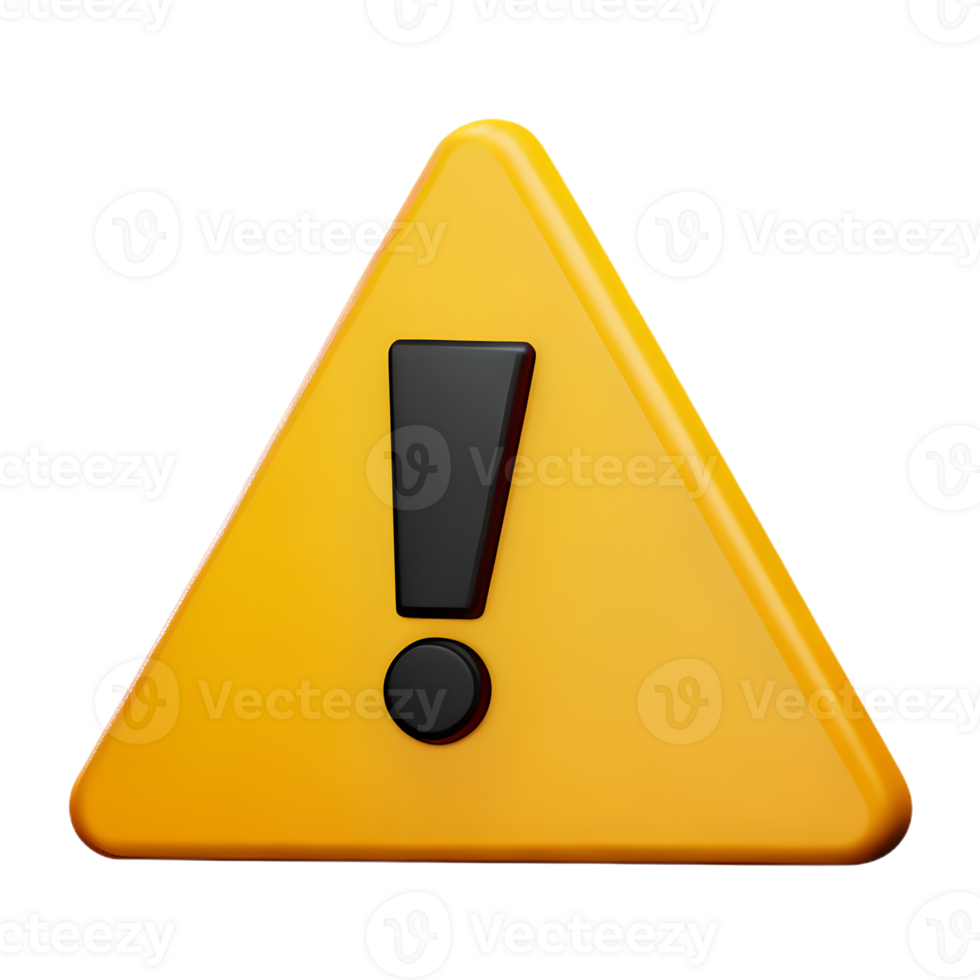warning triangle sign 3D png