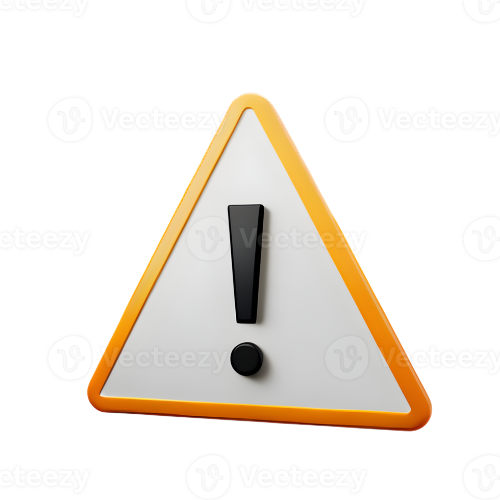 warning triangle sign 3D png