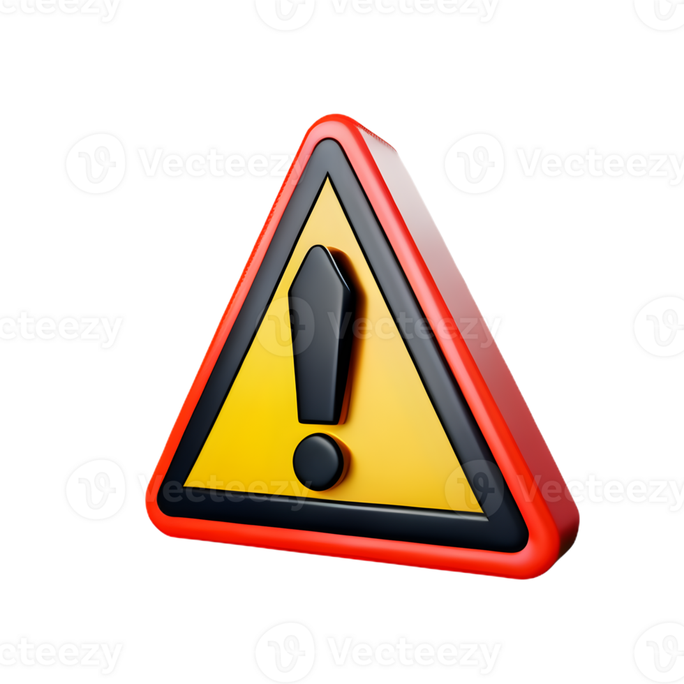 warning triangle sign 3D png