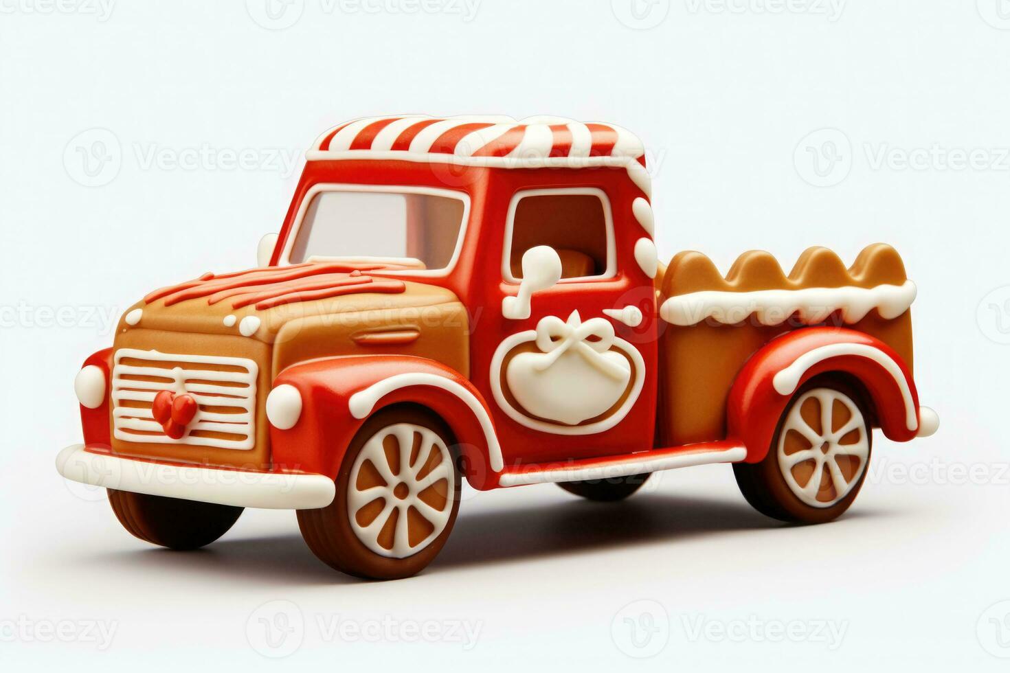 Christmas gingerbread car isolated on the white background. AI generated photo