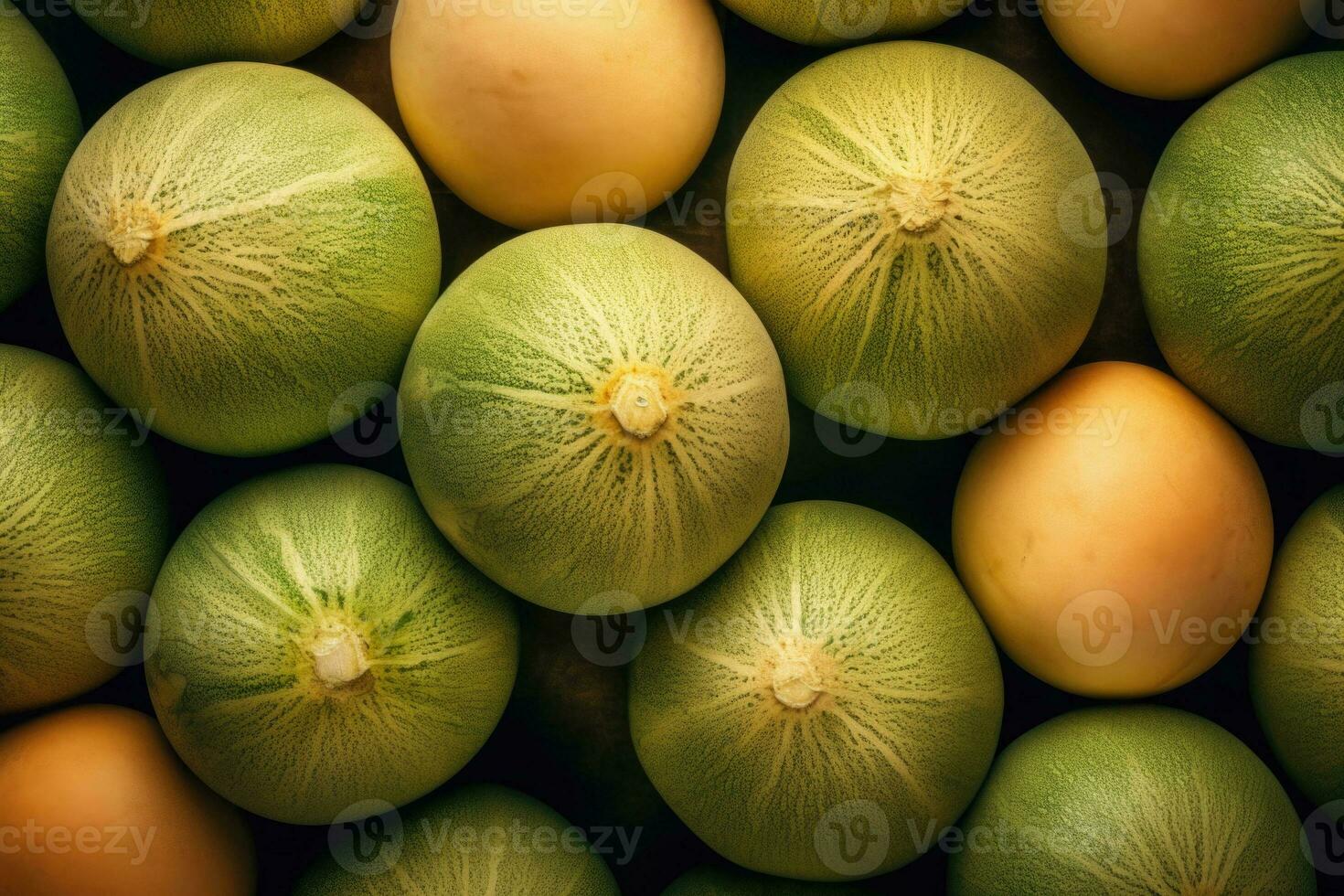 Cantaloupe melons. Fruits background. Generative AI photo