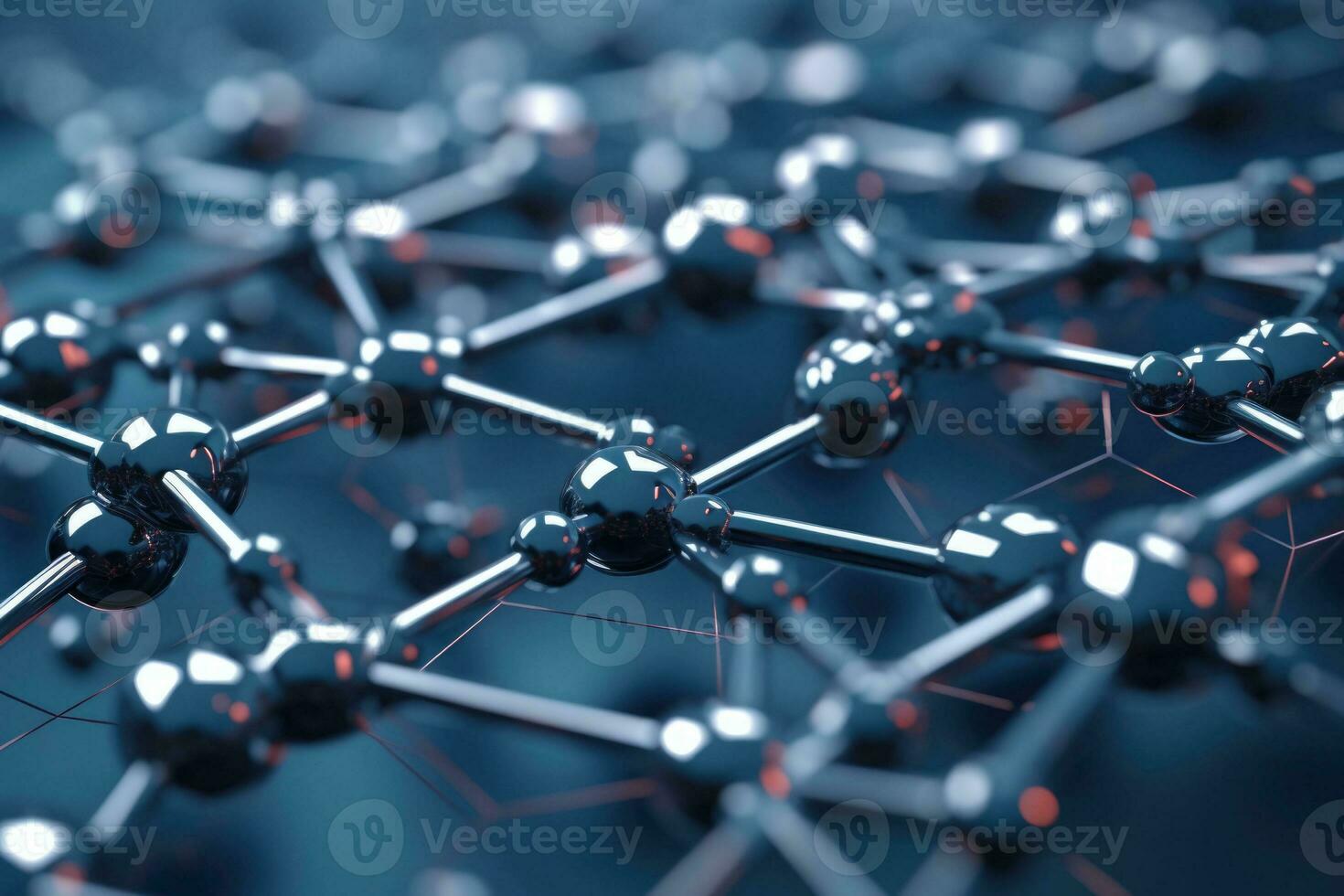 Structure of lattice connecting atoms. Molecule in hi tech style. Generative AI photo