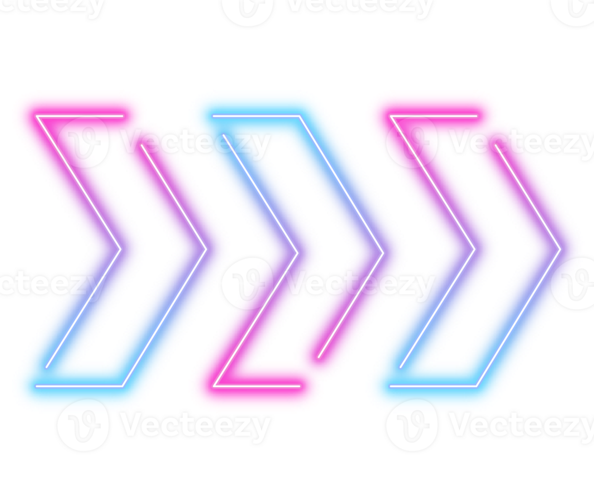 neon lysande framåt- pilar som visar rätt png