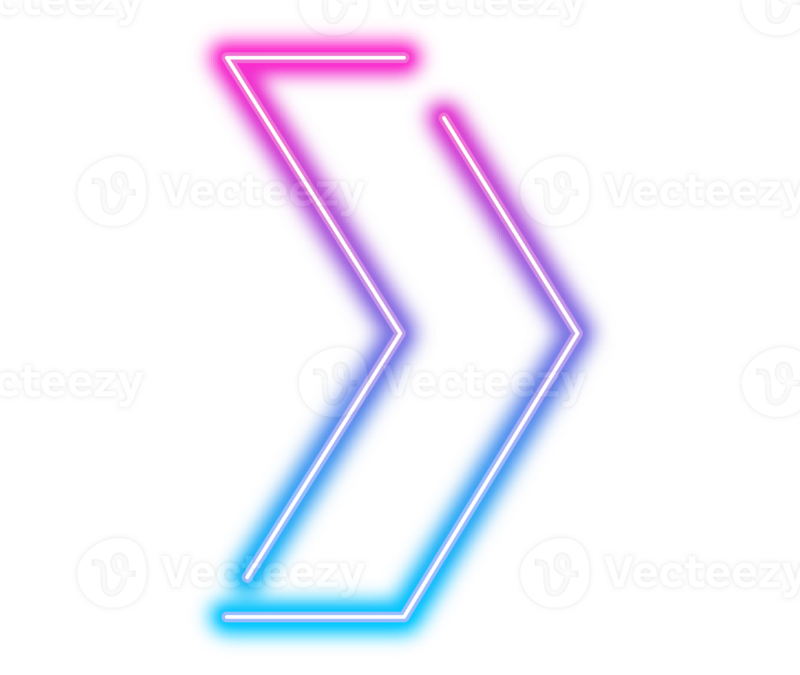 Neon glowing forward arrows showing right png