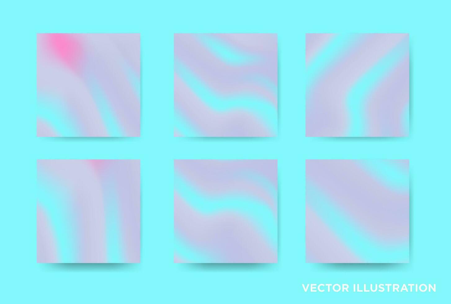 conjunto de 6 6 hermoso l ligero azul y rosado pastel fluido cuadrado tarjeta antecedentes. estético suave resumen azul ola bandera. ligero azul tela en movimiento. vector ilustración. eps 10