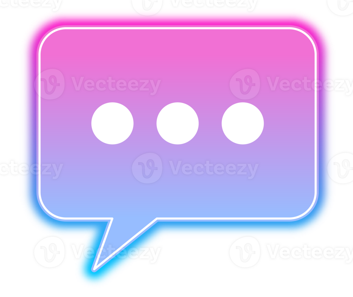 Neon glowing speech chat bubble. Dialog and communication outlined icon for messaging and conversations png