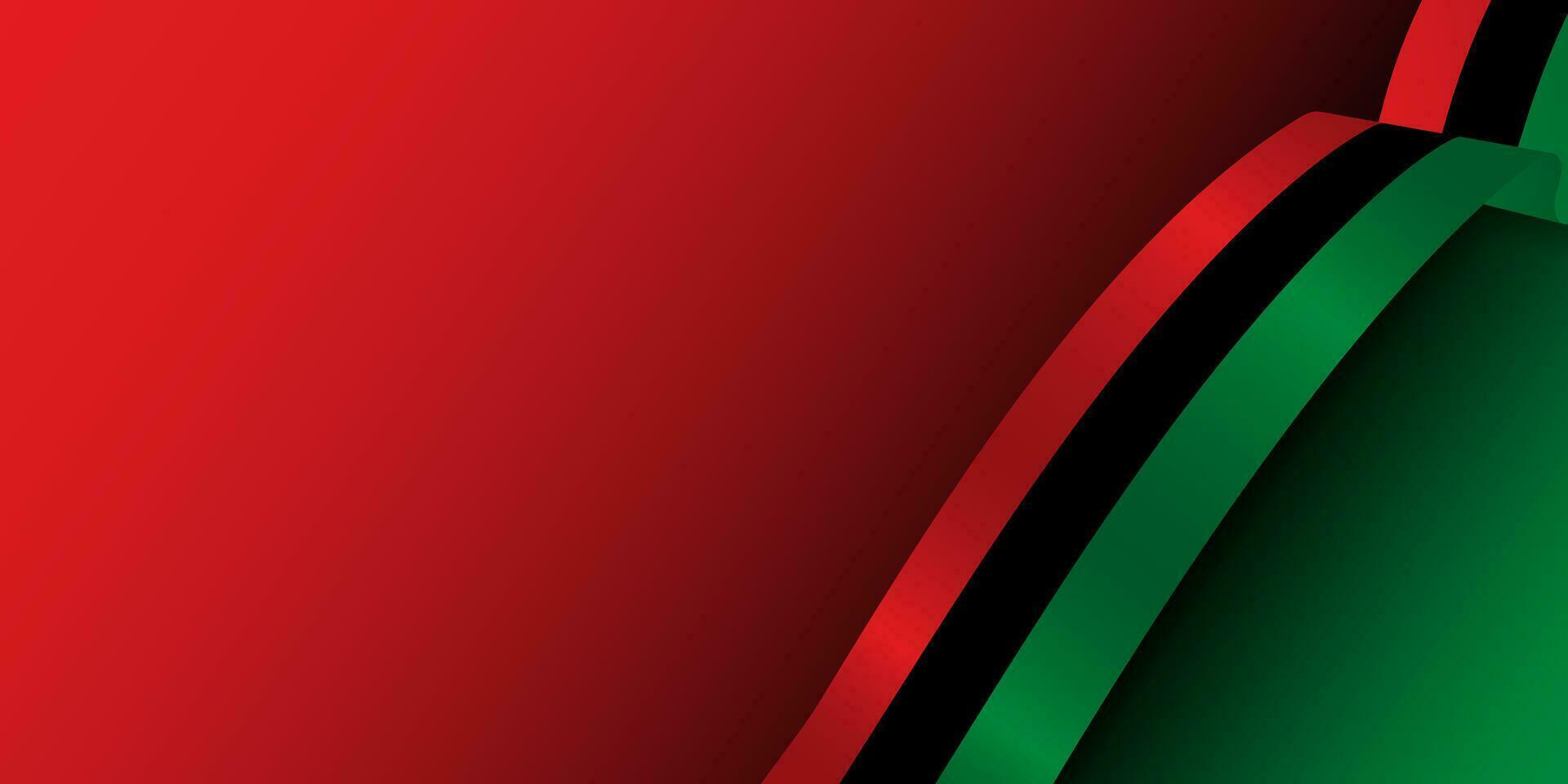 Pan-African flag colored gradient banner. Pan african flag ribbon on left side with copy space. Juneteenth banner. Vector Illustration. EPS 10.