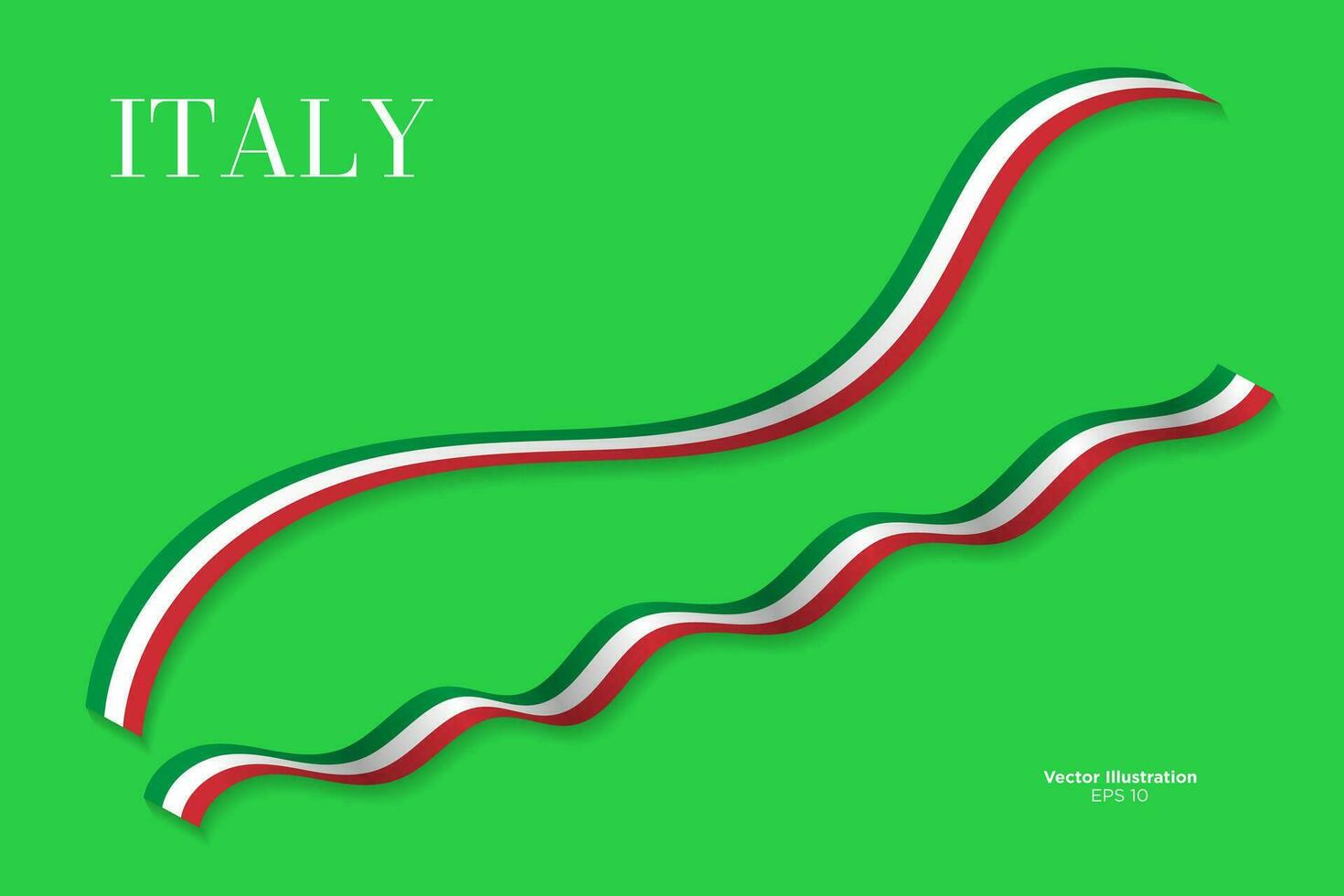 3d prestados italiano bandera cinta conjunto con oscuridad, aislado en blanco antecedentes. rizado y prestados en perspectiva. gráfico recurso. editable vector ilustración. eps 10