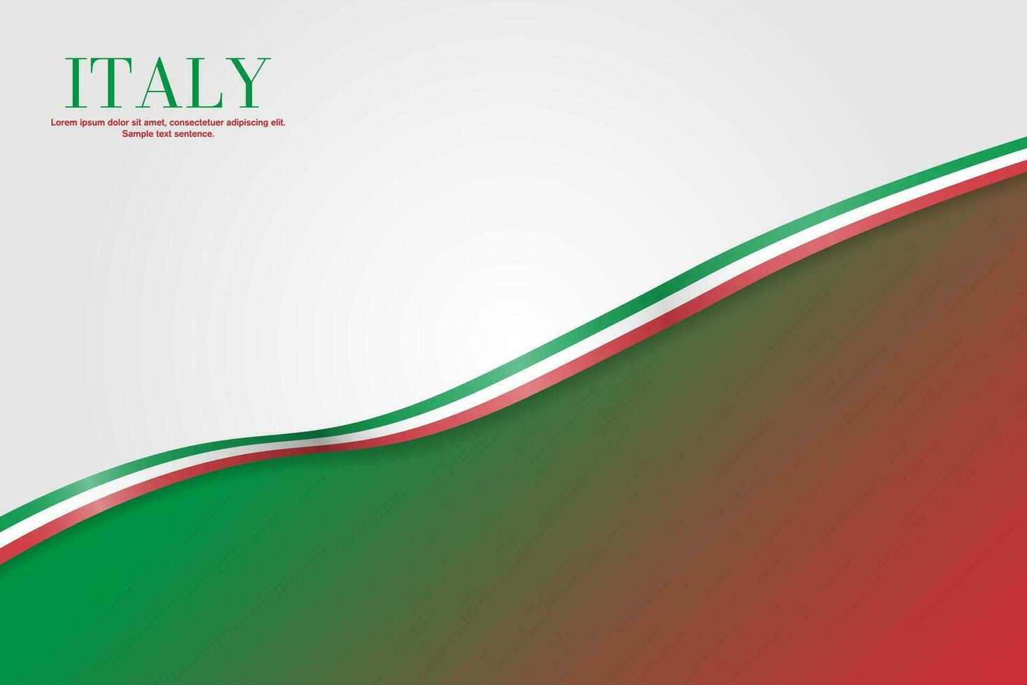 Italian Flag Background with copy space. Flag ribbon of Italy on colored background. Bent waving Italian flag ribbon. Vector Illustration. EPS 10.