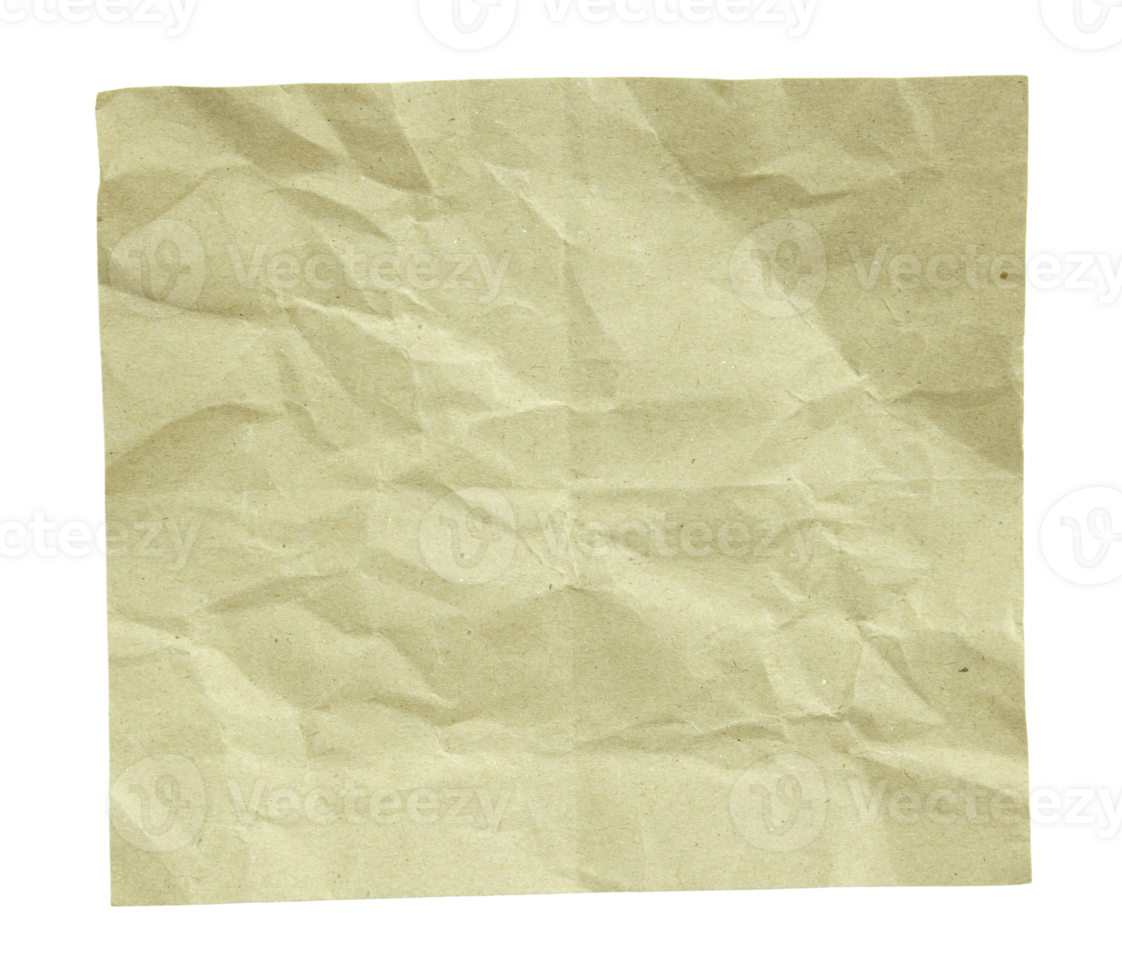 recycled crumpled paper isolated with clipping path for mockup png