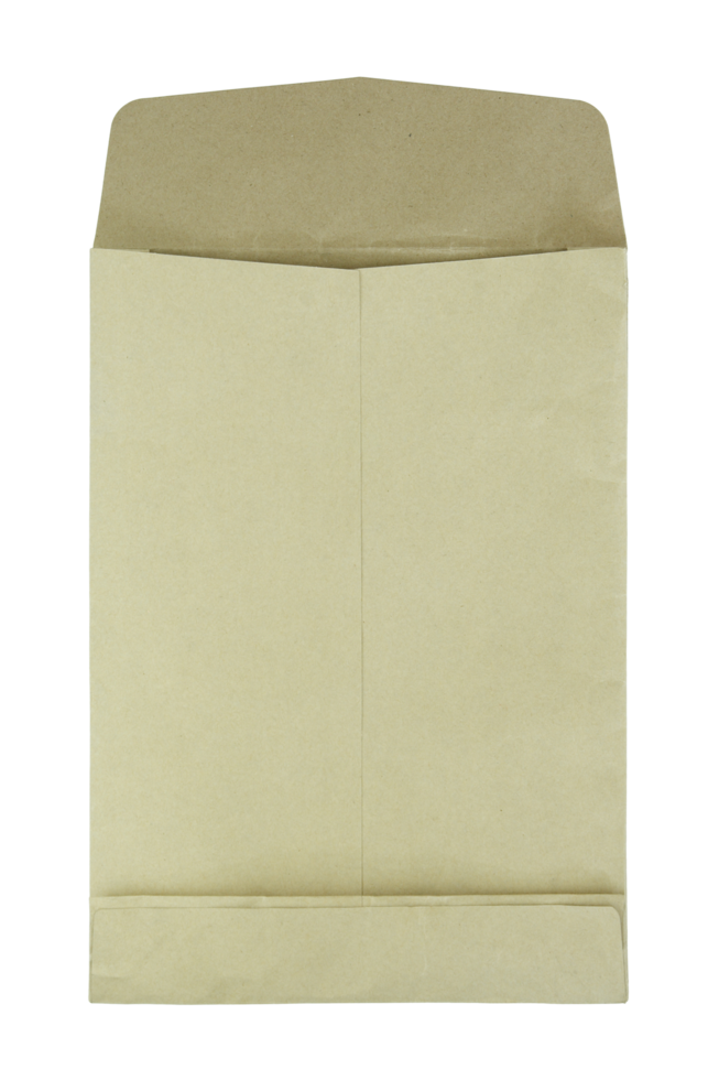 Brown envelope document isolated with clipping path for mockup png