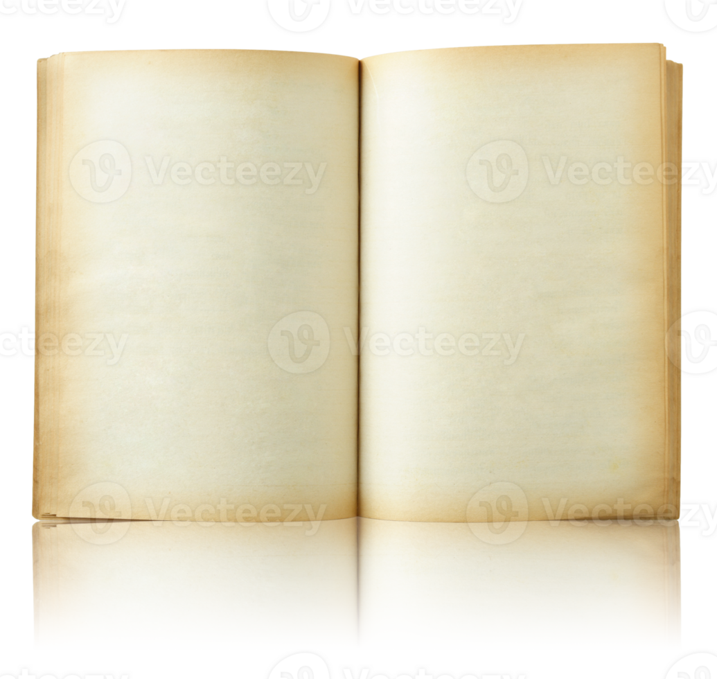 open old book isolated with reflect floor for mockup png