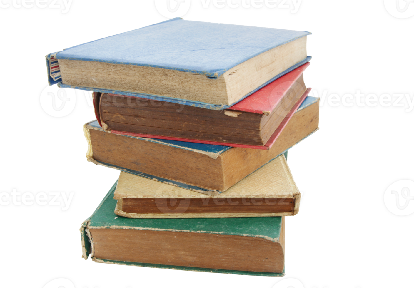 Pile of old books isolated with clipping path for mockup png