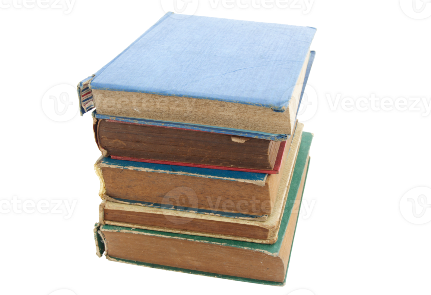 Pile of old books isolated with clipping path for mockup png