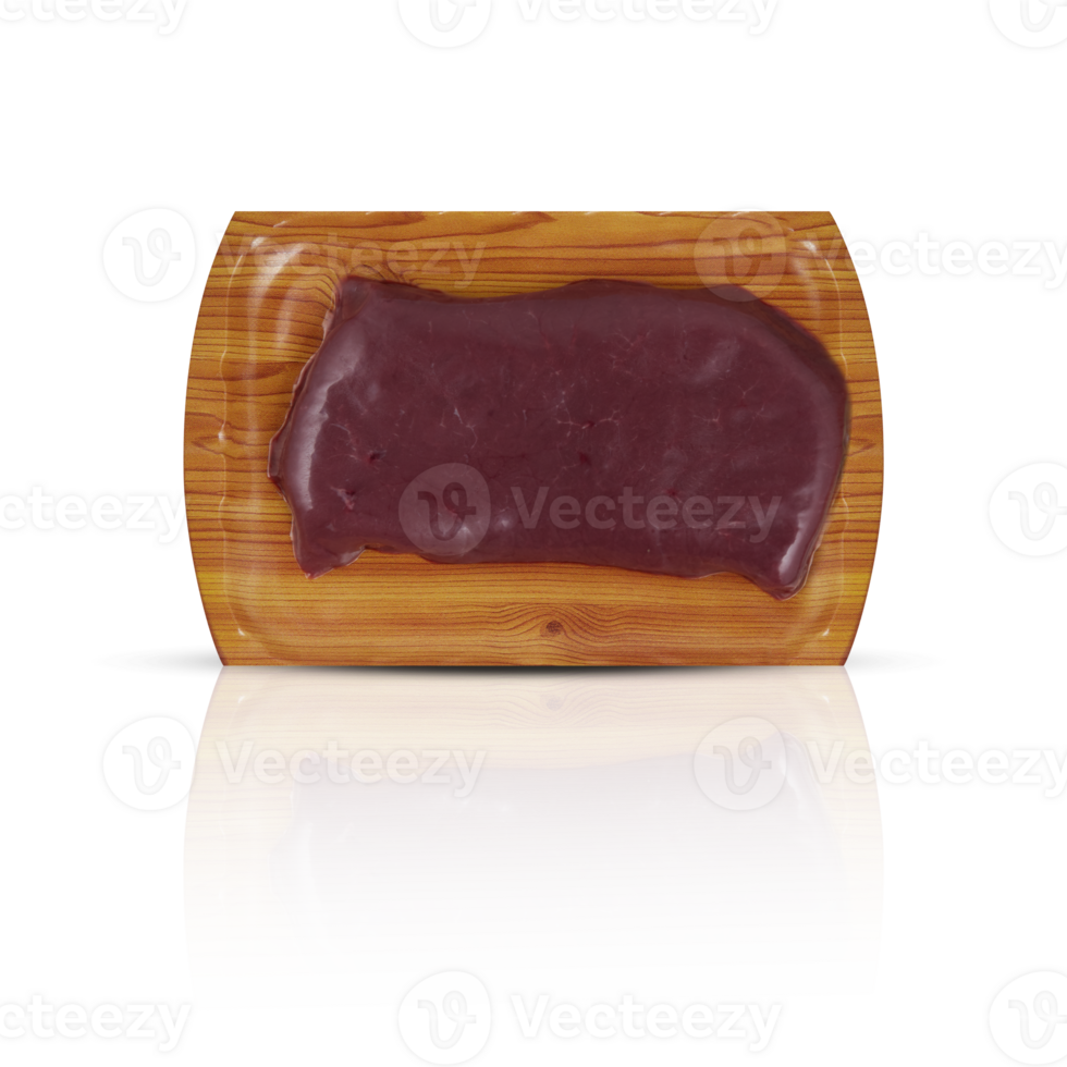 fresh beef liver in pack cut out isolated transparent background png