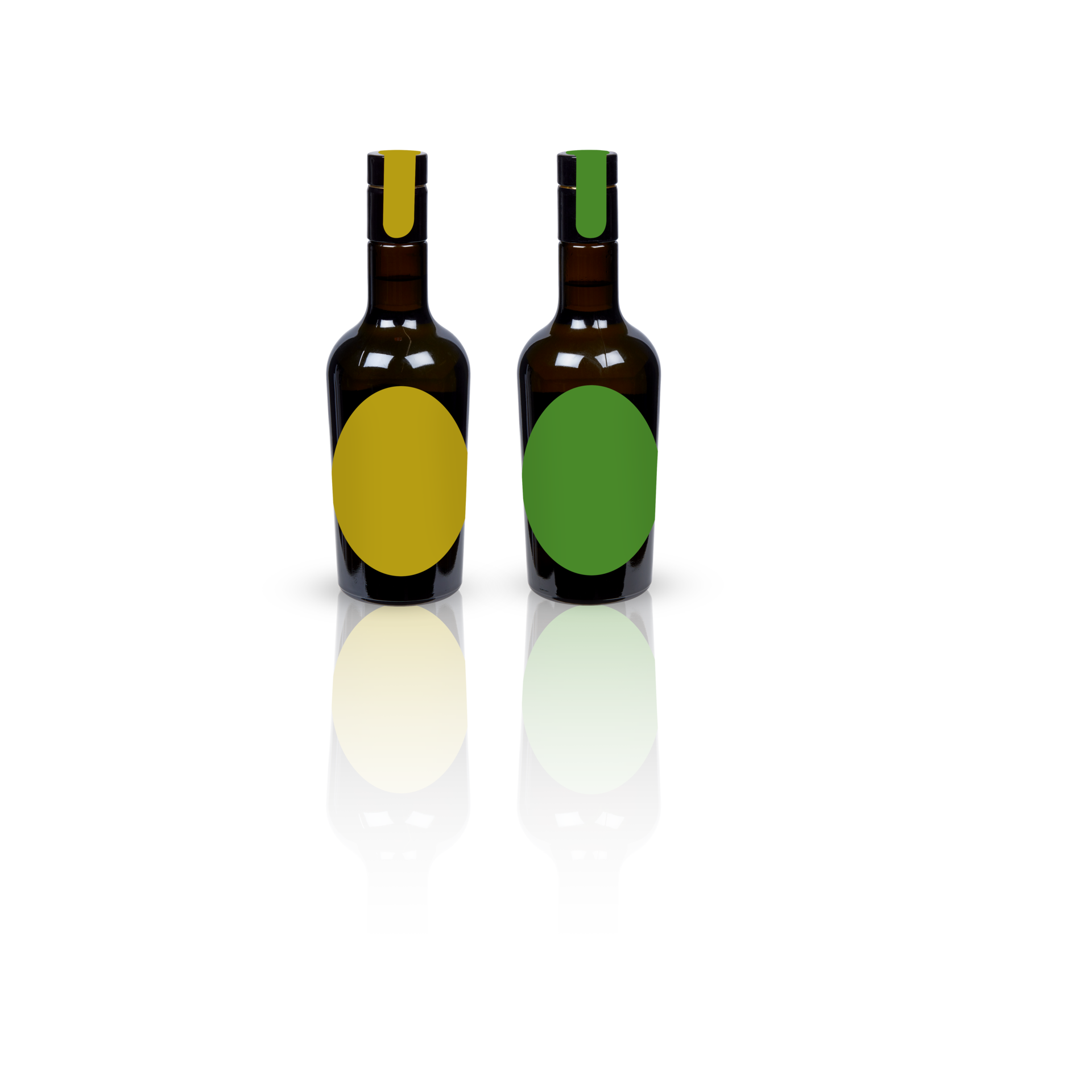 Liquor bottles. Wine bottles have empty labels cut out isolated