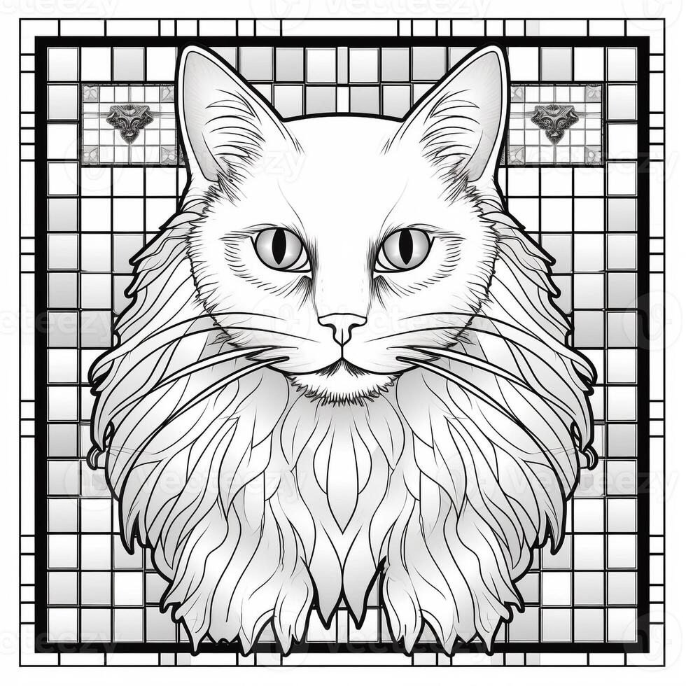 Stained Glass Cat Coloring Pages photo