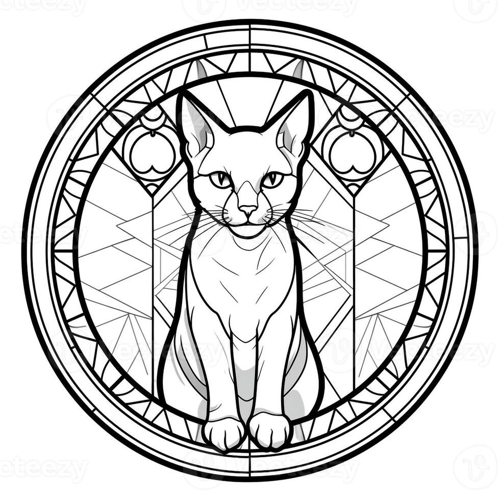 Stained Glass Cat Coloring Pages photo