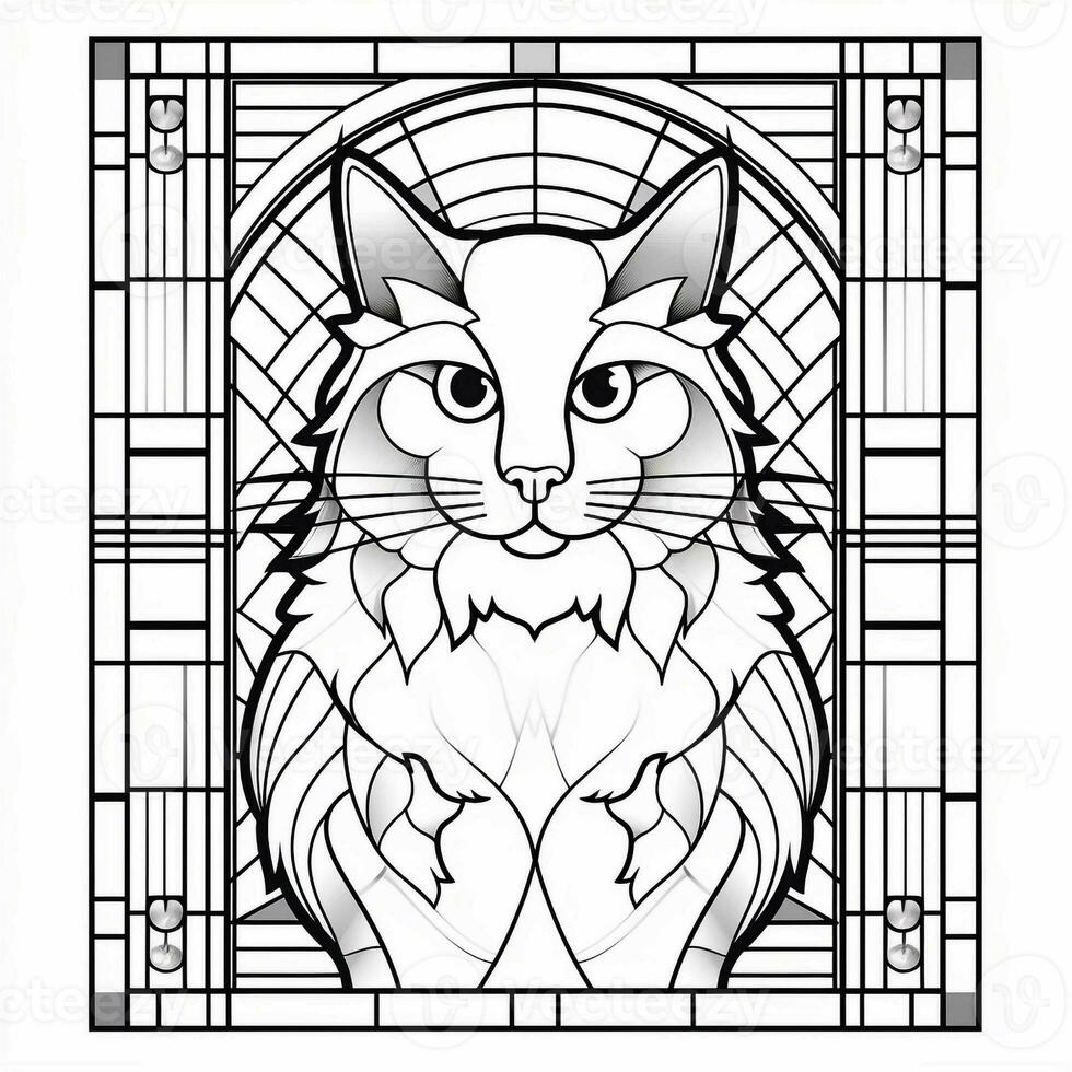 Stained Glass Cat Coloring Pages photo