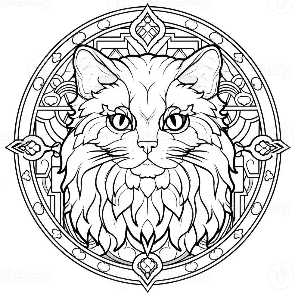 Stained Glass Cat Coloring Pages photo