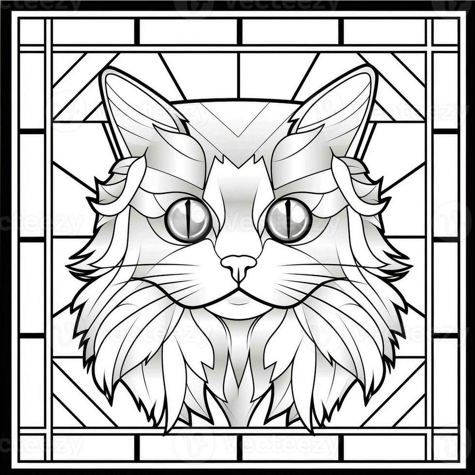 Stained Glass Cat Coloring Pages photo