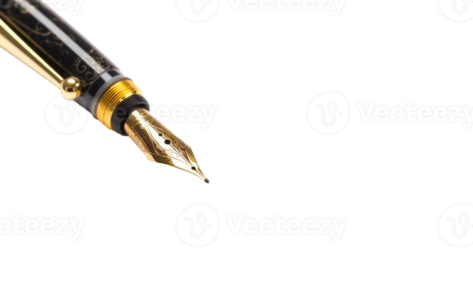 Closeup of the fountain pen isolated on transparent background, created with png