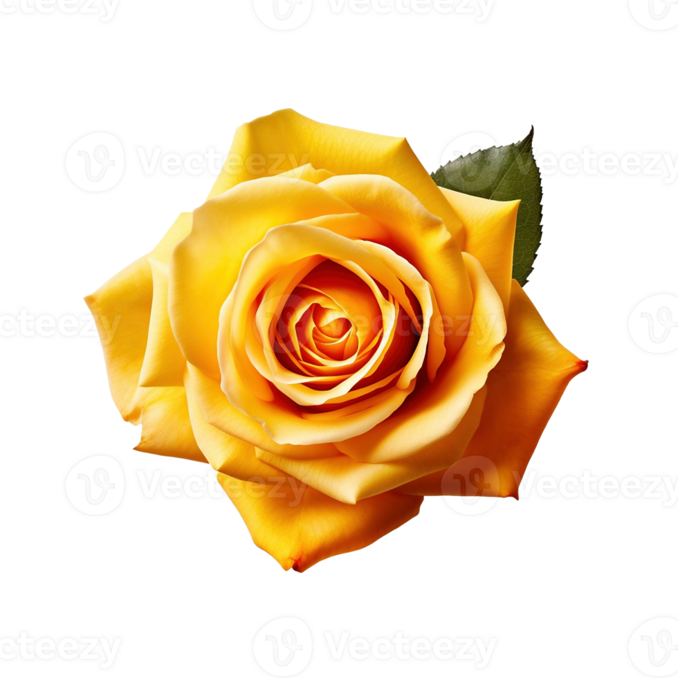 Beautiful yellow rose isolated on transparent background, created with png