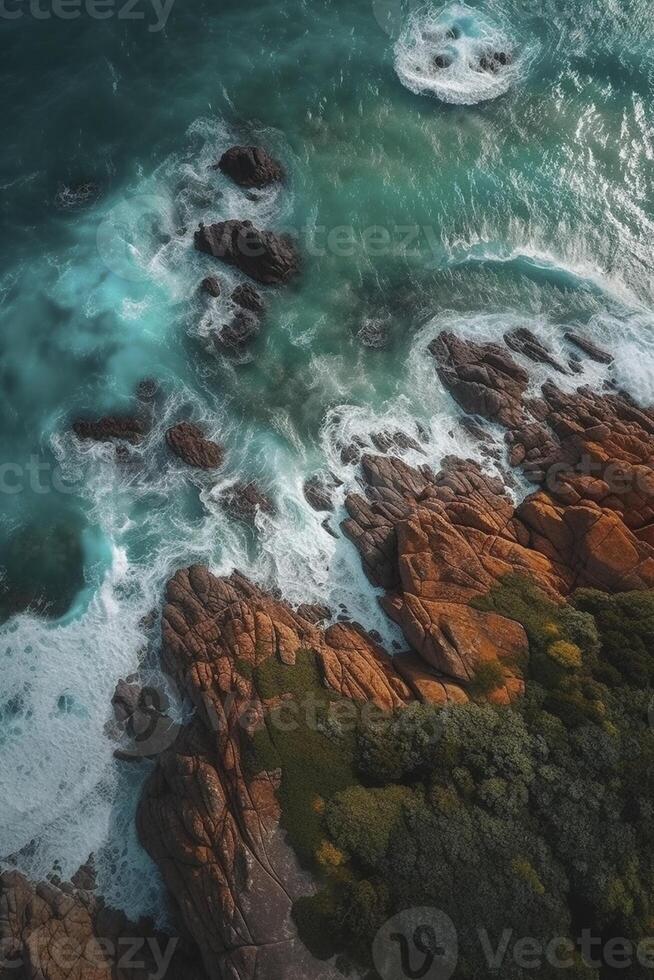 Aerial view at beautiful beach, created with photo