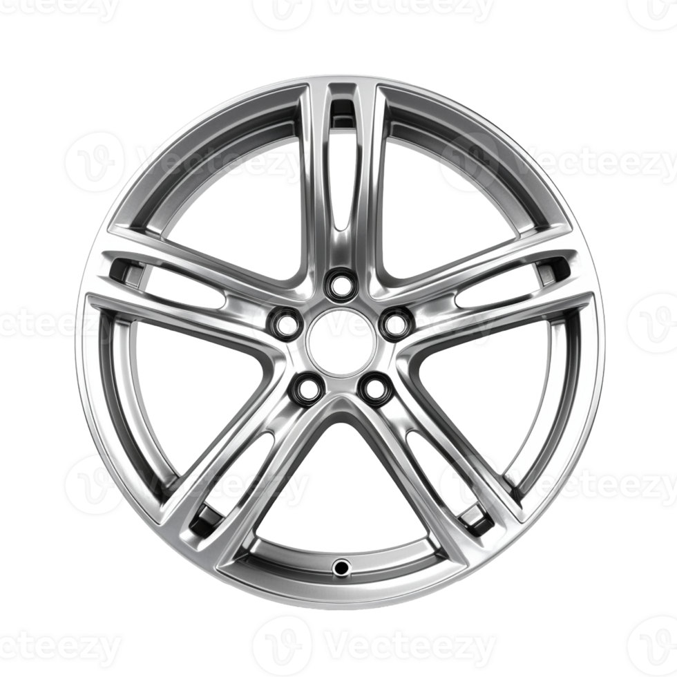 Modern shiny car rim isolated on transparent background, created with png