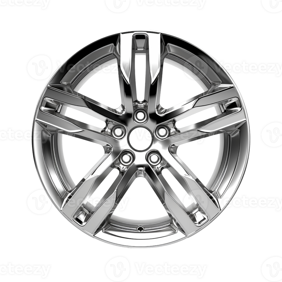 Modern shiny car rim isolated on transparent background, created with png