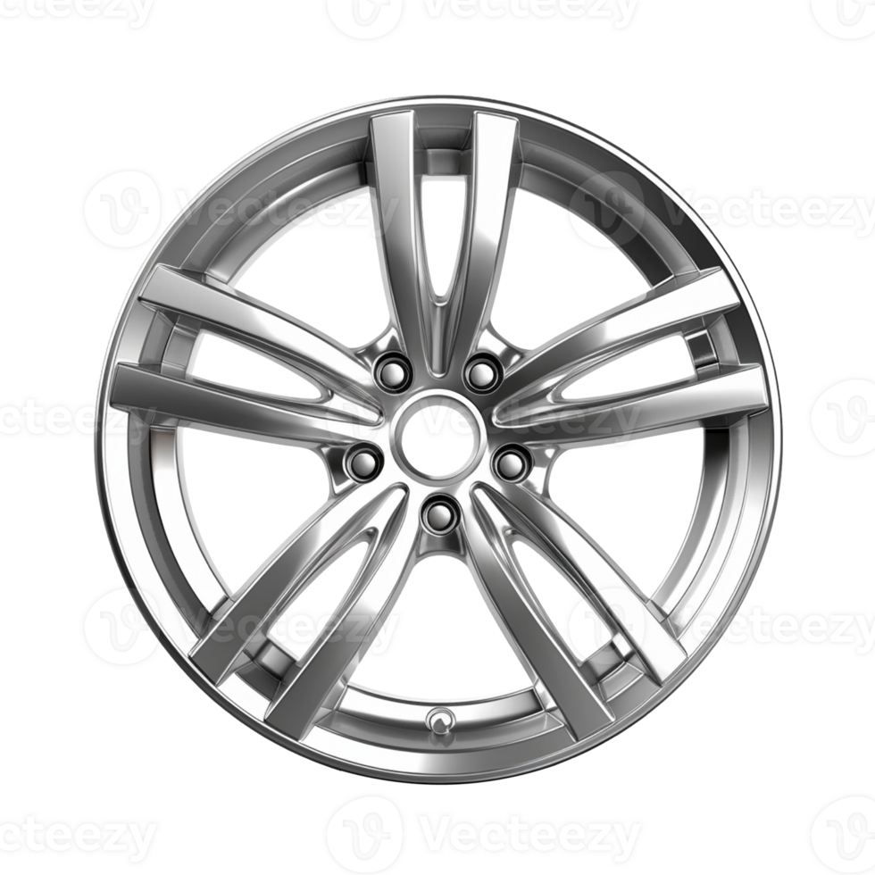 Modern shiny car rim isolated on transparent background, created with png