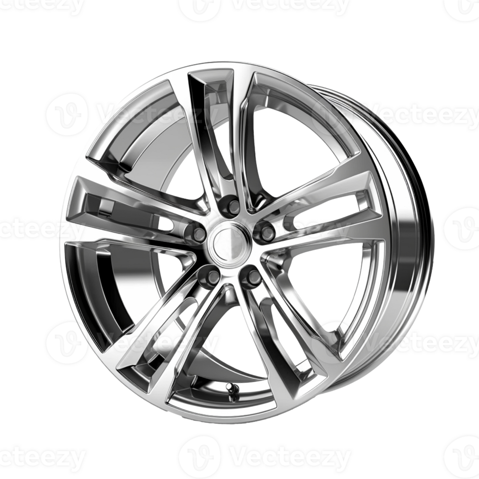 Modern shiny car rim isolated on transparent background, created with png