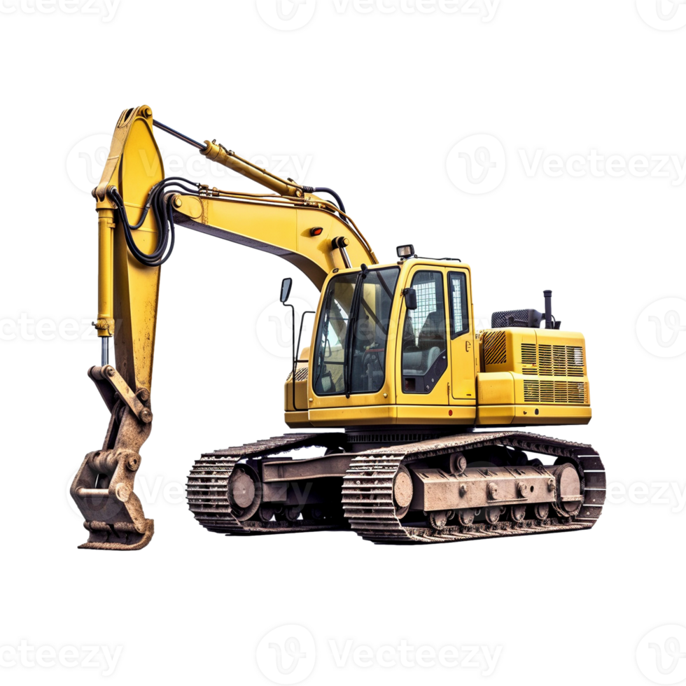 Crawler excavator isolated on transparent background, created with generative AI png