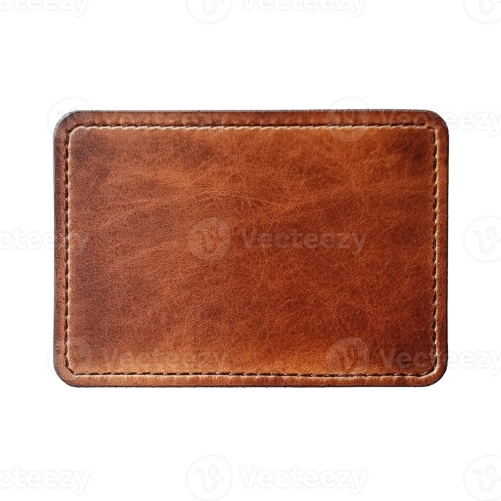 Blank brown leather label isolated on transparent background, created with generative AI png