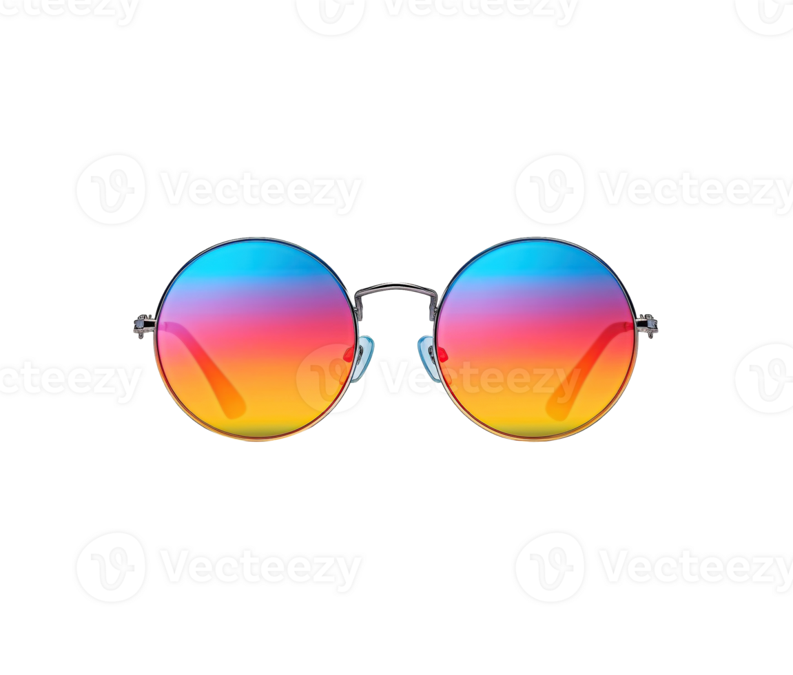 cor gradiente vintage volta oculos de sol isolado em transparente fundo, criada com generativo ai png