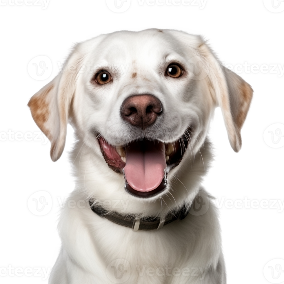 Very happy smiling dog portrait isolated on transparent background, created with generative AI png