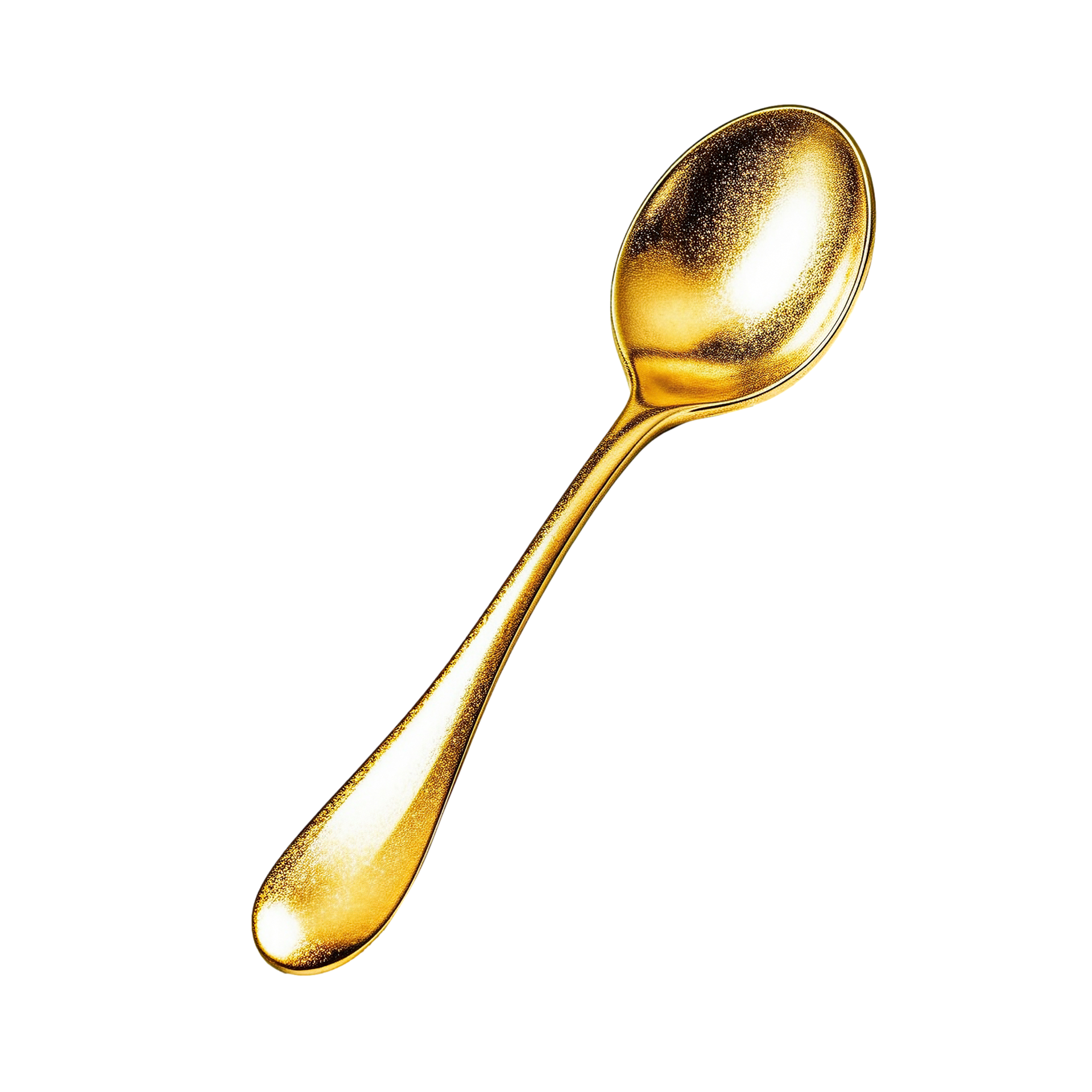 Golden spoon isolated on transparent background, created with