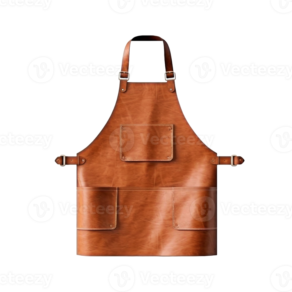 Brown leather apron isolated on transparent background, created with generative AI png