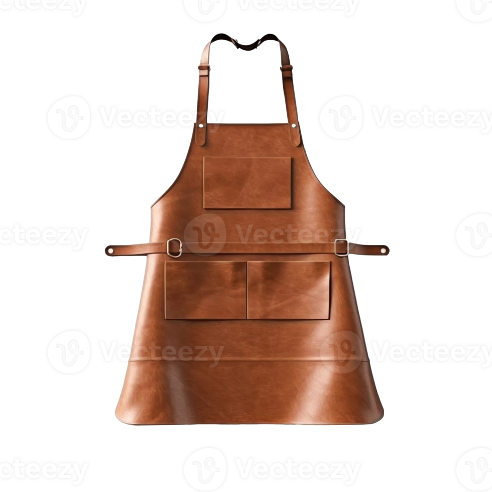 Brown leather apron isolated on transparent background, created with generative AI png