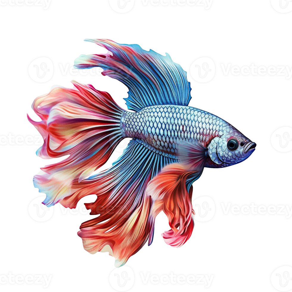 Siamese fighting fish isolated on transparent background, created with generative AI png