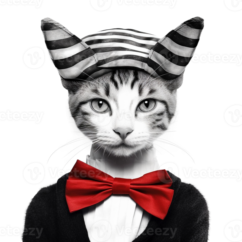 Fashion cat portrait isolated on transparent background, created with generative AI png