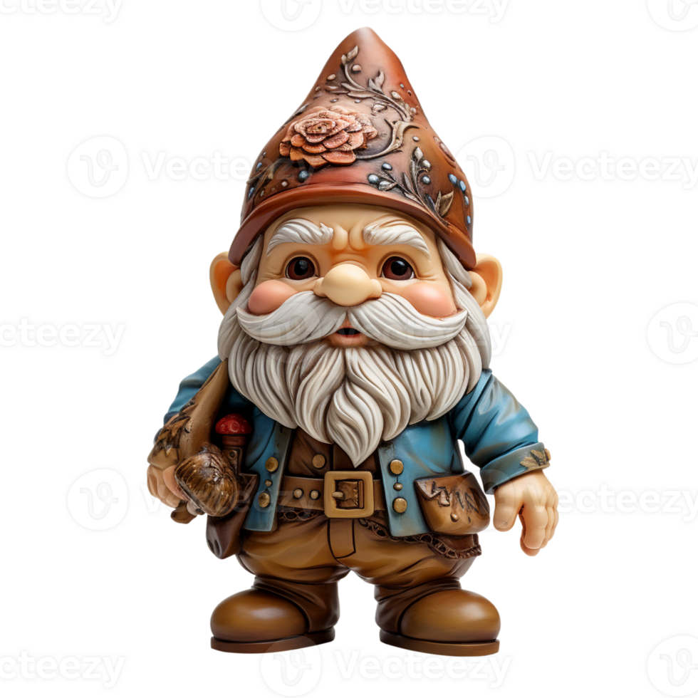 Garden gnome isolated on the transparent background, created with generative AI png