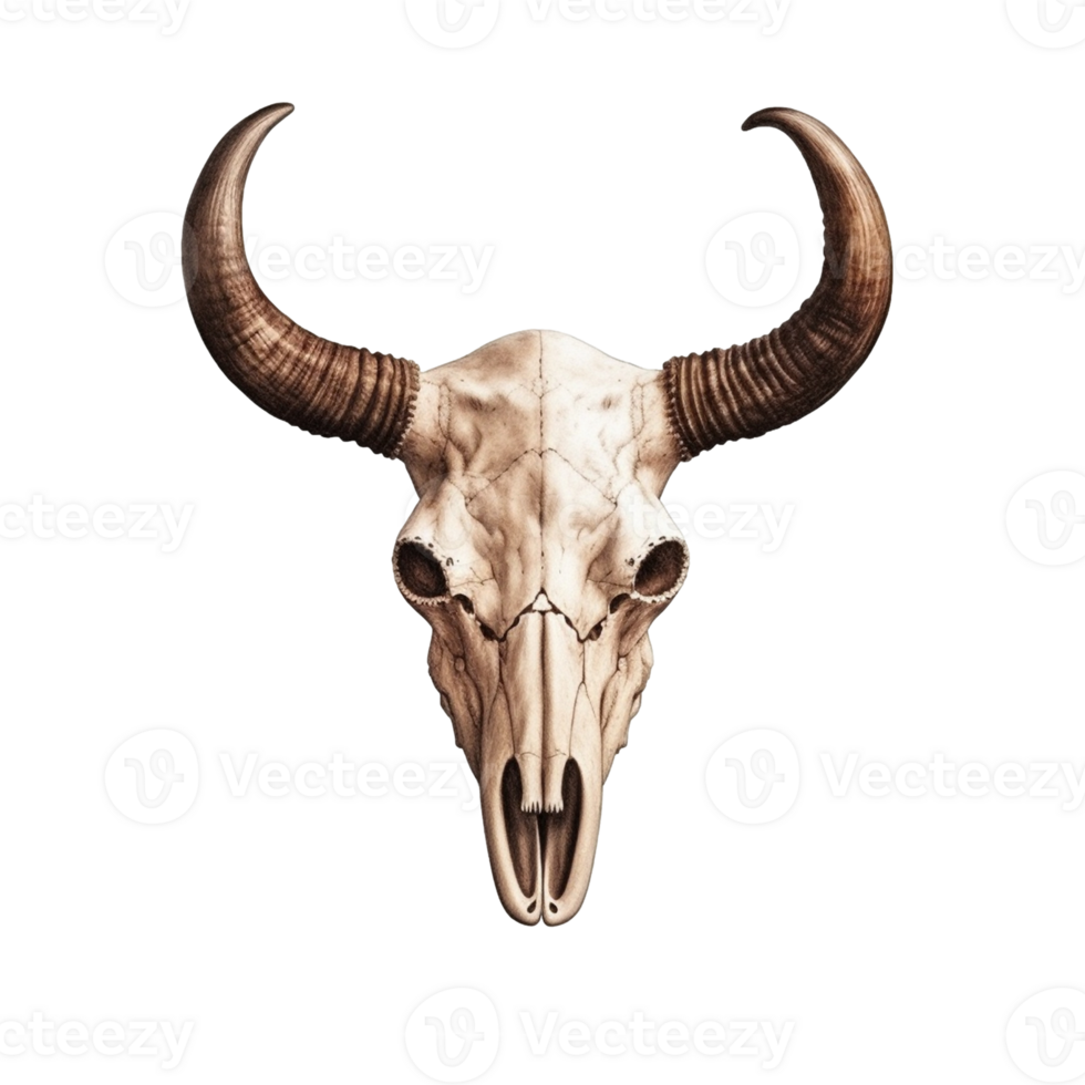 Bull skull isolated on transparent background, created with generative AI png