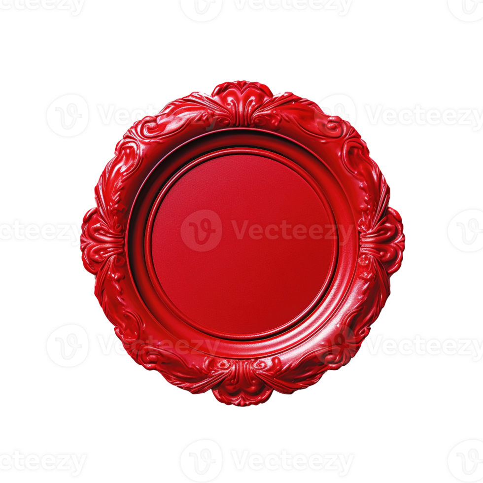 Red wax seal isolated on transparent background, created with