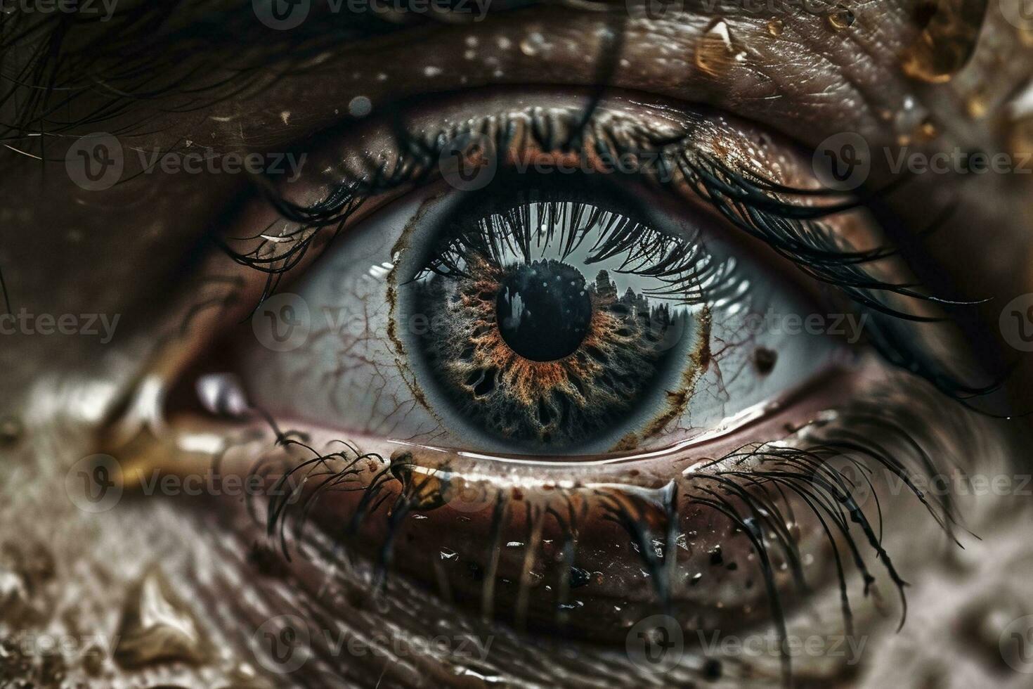 Human eye closeup, created with generative AI photo